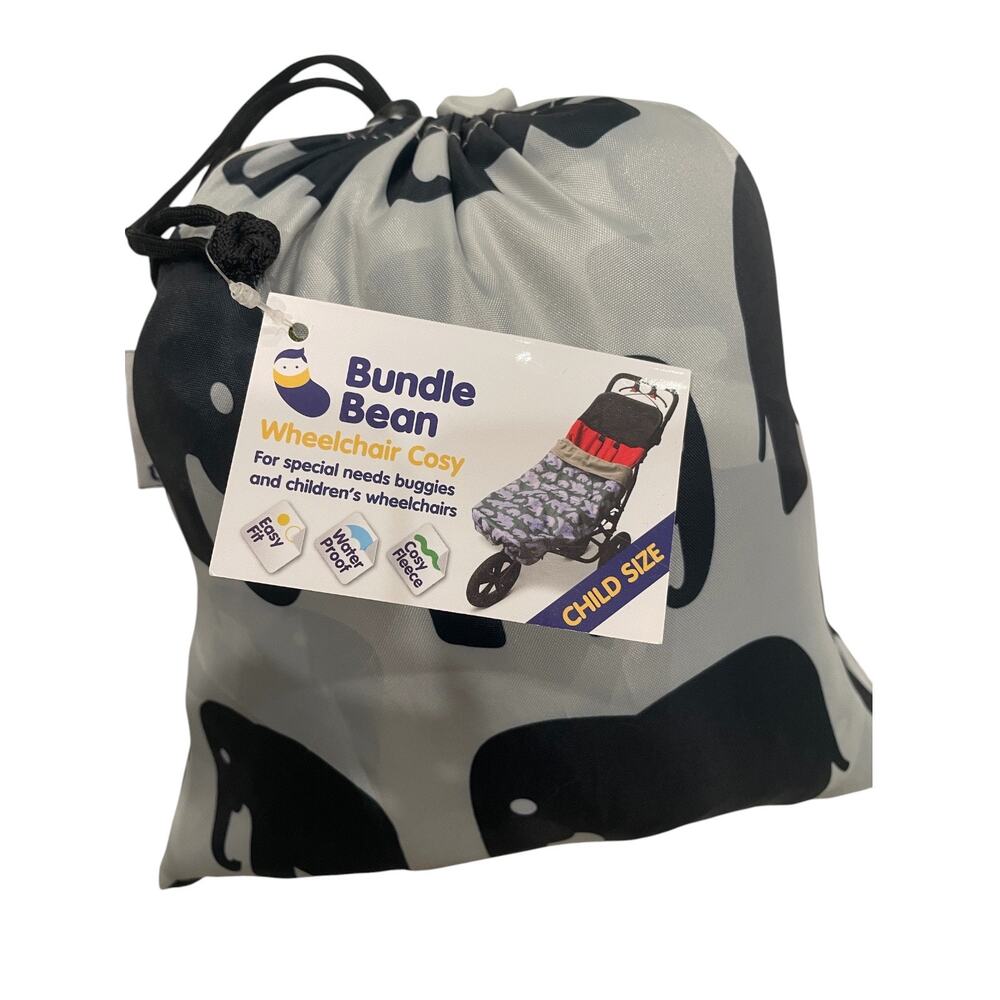 BundleBean Wheelchair Cosy - Kids/Child Size - Grey Elephant - Waterproof Fleece